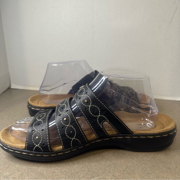 Clarks Collection Leisa Cacti Q Black Adjustable Straps Size 9 Flat Sandals - Picture 5 of 9